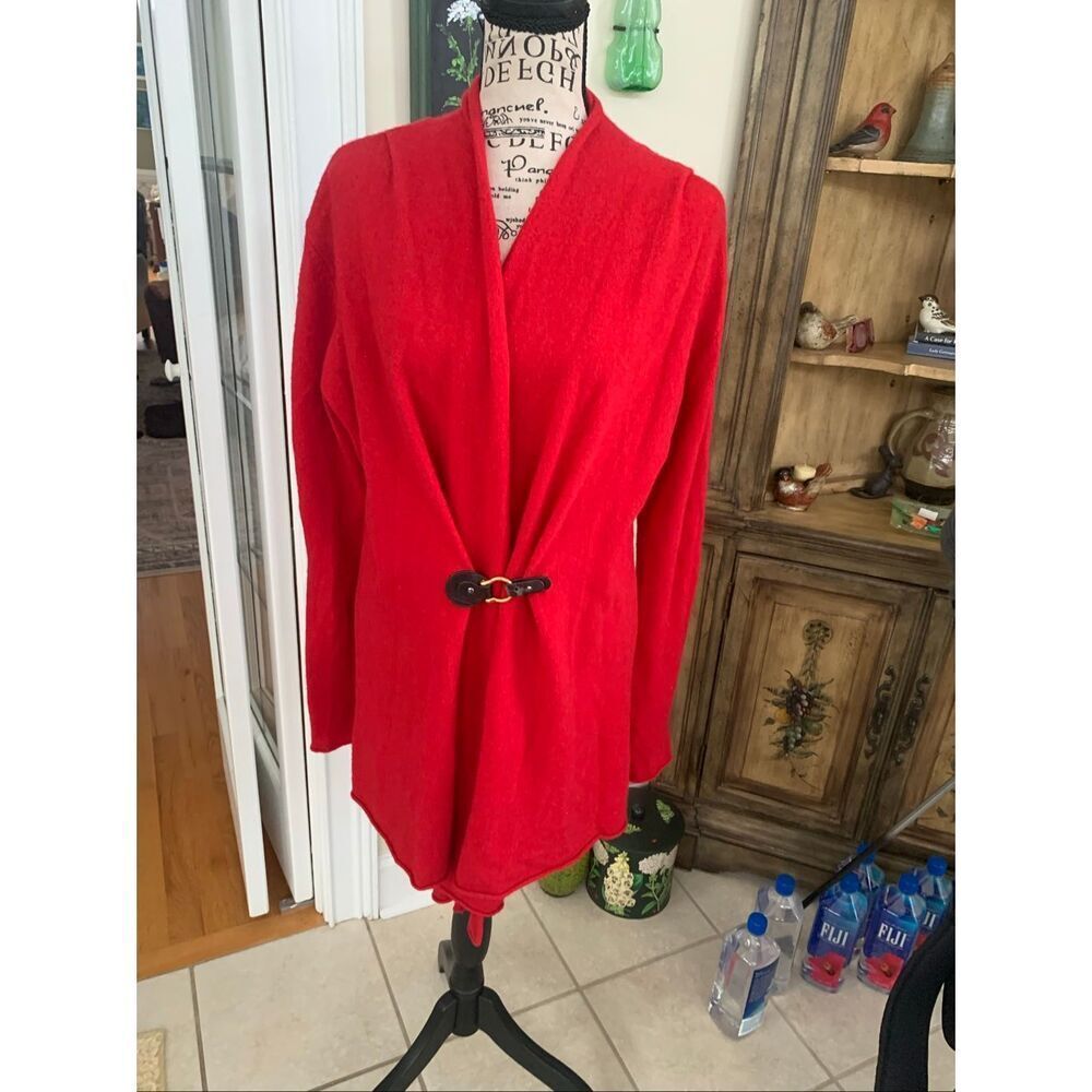 Nordstrom Cashmere Red Shawl Sweater